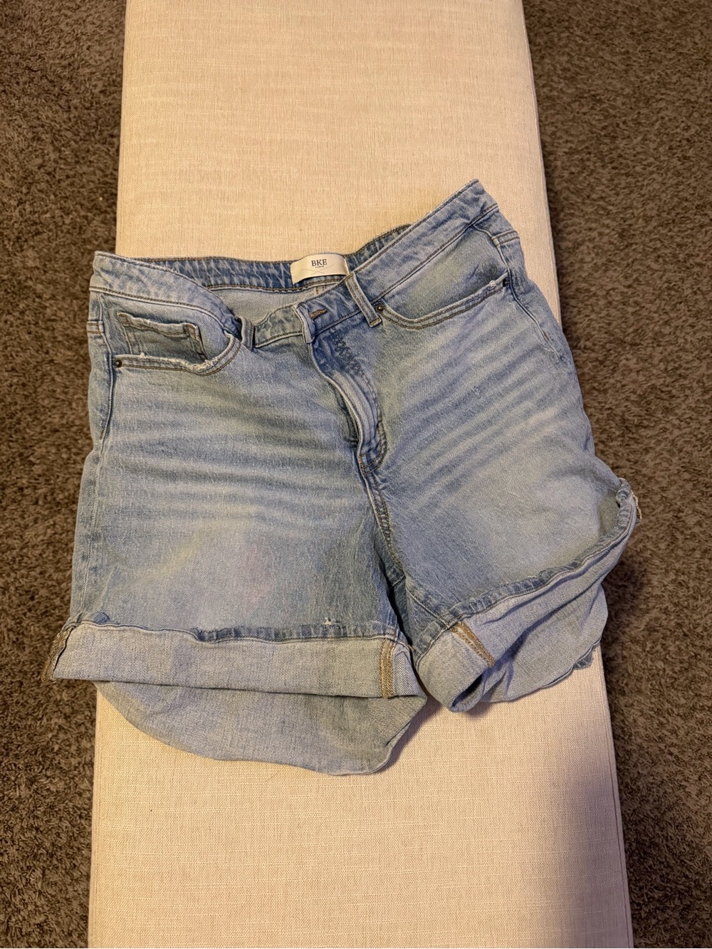 BKE Light Blue Denim Roll-Cuff Jean Shorts